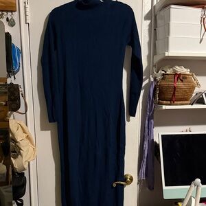 Naadan cut out back dress large cashmere nwt blue